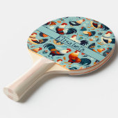 Chicken and Rooster Design Personalise Ping Pong Paddle (Front Angle)