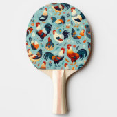 Chicken and Rooster Design Personalise Ping Pong Paddle (Back)
