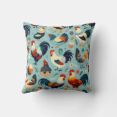 Chicken and Rooster Design Personalise Throw Pillow (Back)