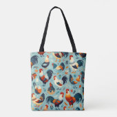 Chicken and Rooster Design Personalise Tote Bag (Back)
