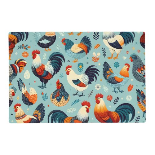 Chicken and Rooster Design Placemat