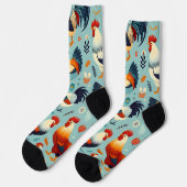 Chicken and Rooster Design Socks (Left)
