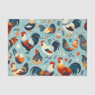 Chicken and Rooster Design Tissue Paper