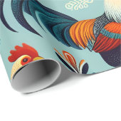 Chicken and Rooster Design Wrapping Paper (Roll Corner)