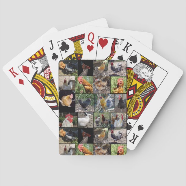 Chicken,And Rooster Photo Collage, Poker Cards (Back)