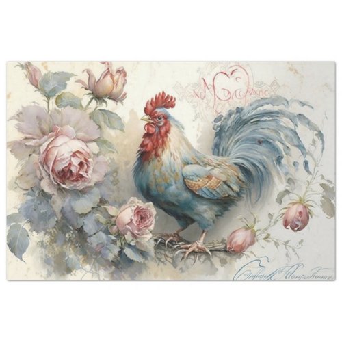 Chicken and Roses  Tissue Paper