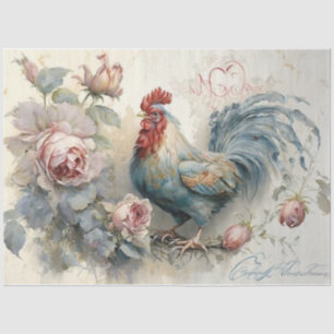 Chicken and Roses Tissue Paper