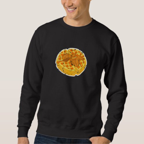 Chicken And Waffle Distressed  Cute Food Cheat Mea Sweatshirt