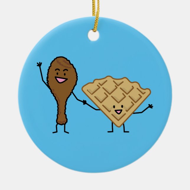 Chicken and Waffles American & Southern Cooking Ceramic Ornament (Front)
