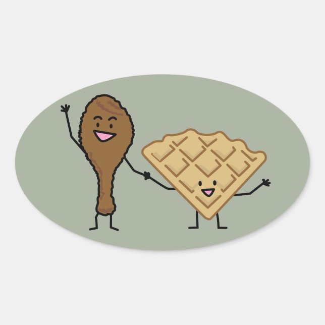 Chicken and Waffles American & Southern Cooking Oval Sticker (Front)