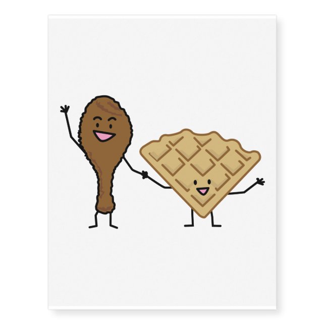 Chicken and Waffles American & Southern Cooking Temporary Tattoos (Front)