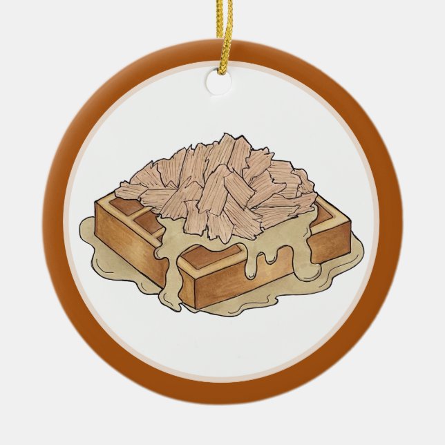 Chicken and Waffles Pennsylvania Dutch Amish Food Ceramic Ornament (Front)