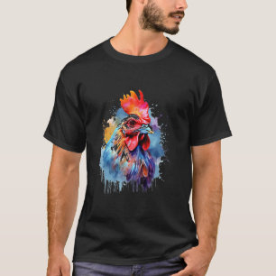 Chicken Animal Abstract Zoo Colorful Portrait Chic T-Shirt