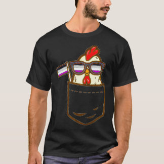 Chicken Animal Pocket Farm LGBTQ Aseual Flag Ace P T-Shirt