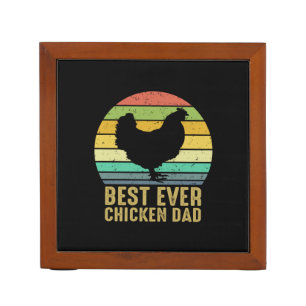 Chicken Art Best Ever Chicken Dad Desk Organizer