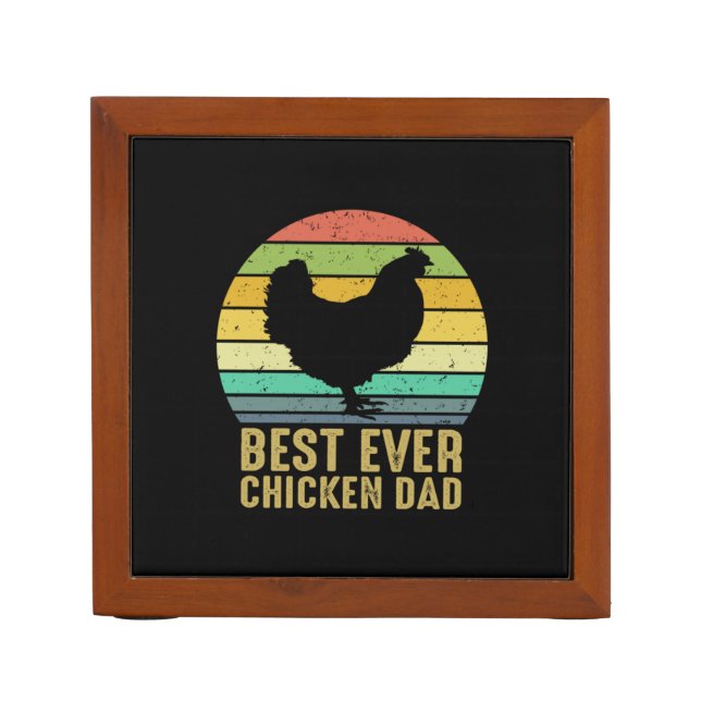 Chicken Art Best Ever Chicken Dad Desk Organizer (Front)