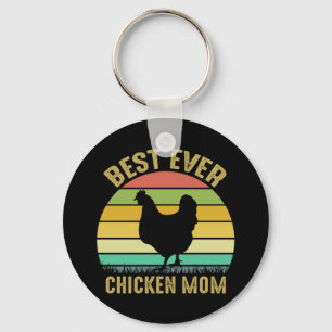 Chicken Art Best Ever Chicken Mom Keychain