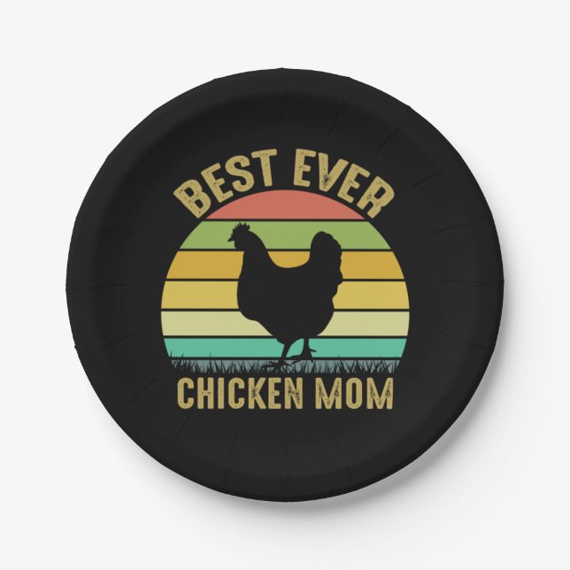 Chicken Art Best Ever Chicken Mom Paper Plates (Front)