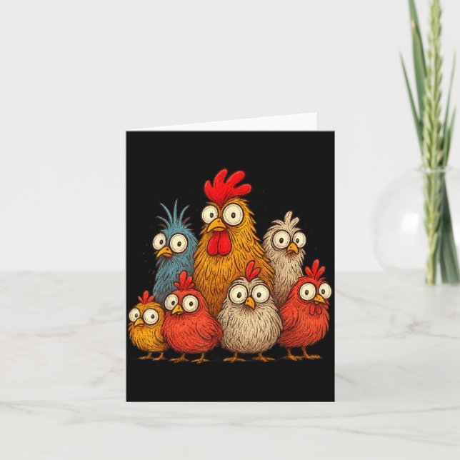 Chicken Art Crazy Chicken For Men Women Kid Boy Fa Card (Front)