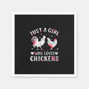Chicken Art Girl Who Loves Chickens Napkins