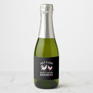 Chicken Art Girl Who Loves Chickens Sparkling Wine Label