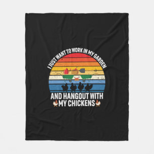 Chicken Art Hangout With My Chickens Fleece Blanket