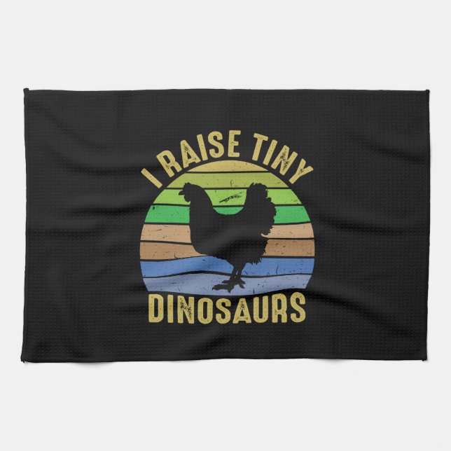 Chicken Art I Raise Tiny Dinosaurs Kitchen Towel (Horizontal)