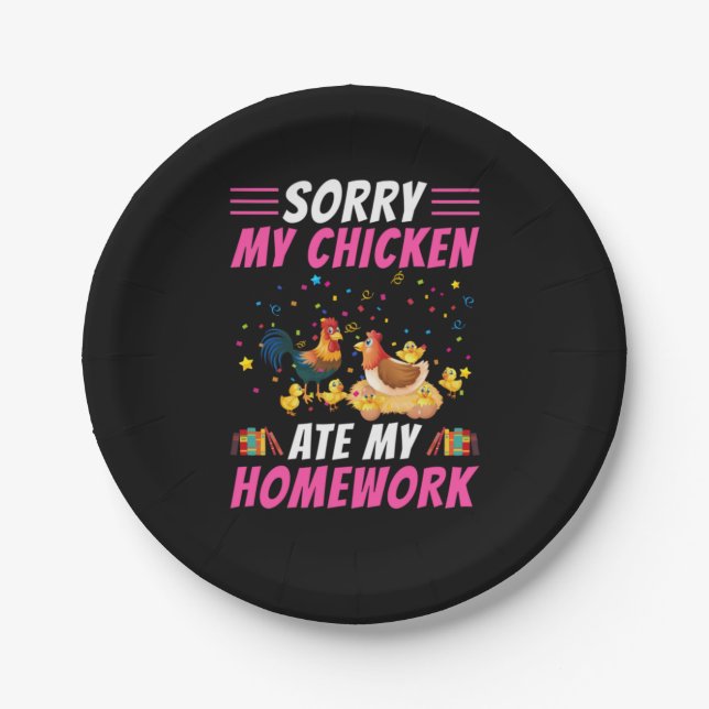 Chicken Art My Chicken Ate My Homework Paper Plates (Front)