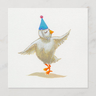 Chicken art party hat lovely feeling Holly dances Invitation