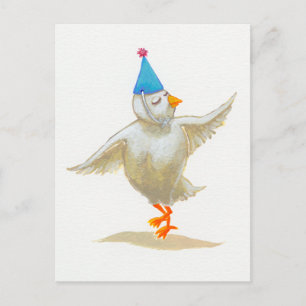 Chicken art party hat lovely feeling Holly dances Postcard