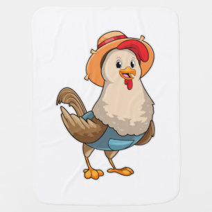 Chicken as Farmer with Hat Baby Blanket