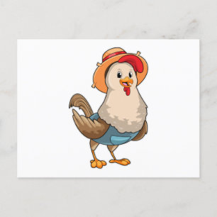 Chicken as Farmer with Hat Postcard