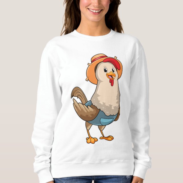 Chicken as Farmer with Hat Sweatshirt (Front)