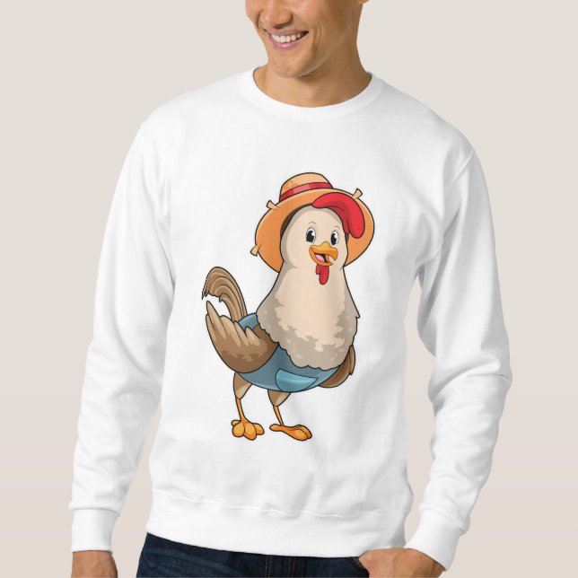 Chicken as Farmer with Hat Sweatshirt (Front)