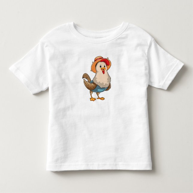 Chicken as Farmer with Hat Toddler T-shirt (Front)