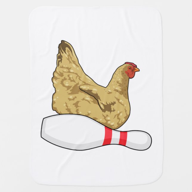 Chicken at Bowling with Bowling pin Baby Blanket (Front)