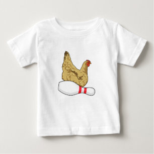 Chicken at Bowling with Bowling pin Baby T-Shirt