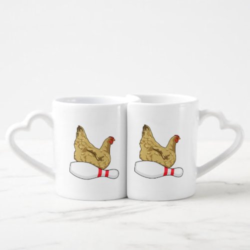 Chicken at Bowling with Bowling pin Coffee Mug Set