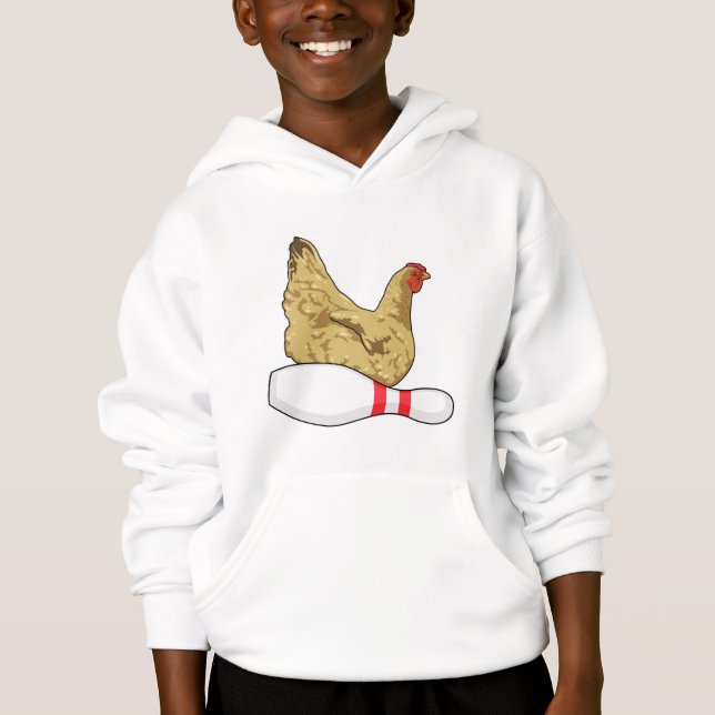 Chicken at Bowling with Bowling pin Hoodie (Front)