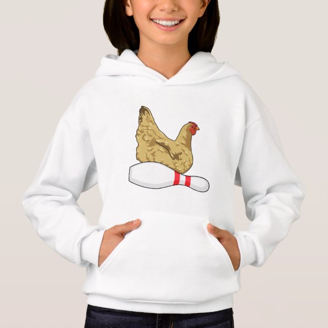 Chicken at Bowling with Bowling pin Hoodie (Front)