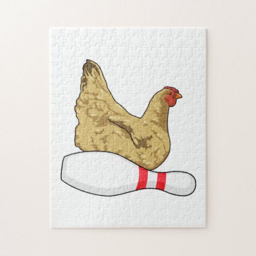 Chicken at Bowling with Bowling pin Jigsaw Puzzle