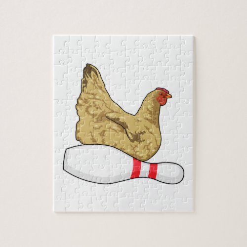 Chicken at Bowling with Bowling pin Jigsaw Puzzle