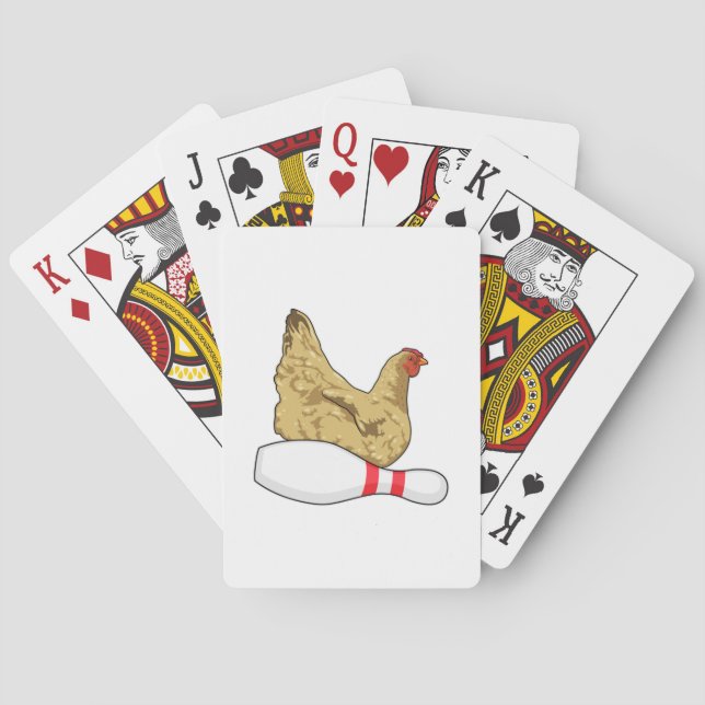 Chicken at Bowling with Bowling pin Poker Cards (Back)