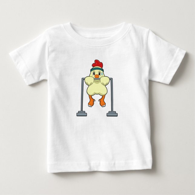Chicken at Fitness Pull-ups Baby T-Shirt (Front)