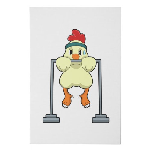 Chicken at Fitness Pull_ups Faux Canvas Print