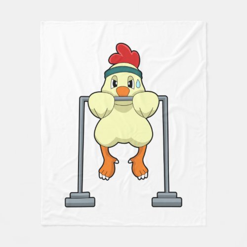 Chicken at Fitness Pull_ups Fleece Blanket