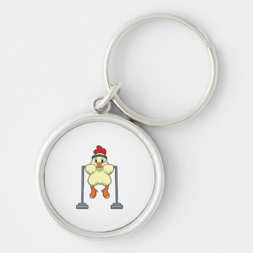 Chicken at Fitness Pull_ups Keychain