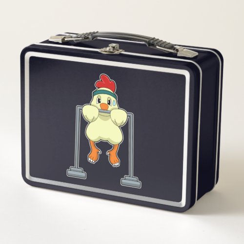Chicken at Fitness Pull_ups Metal Lunch Box