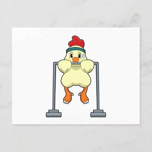 Chicken at Fitness Pull_ups Postcard