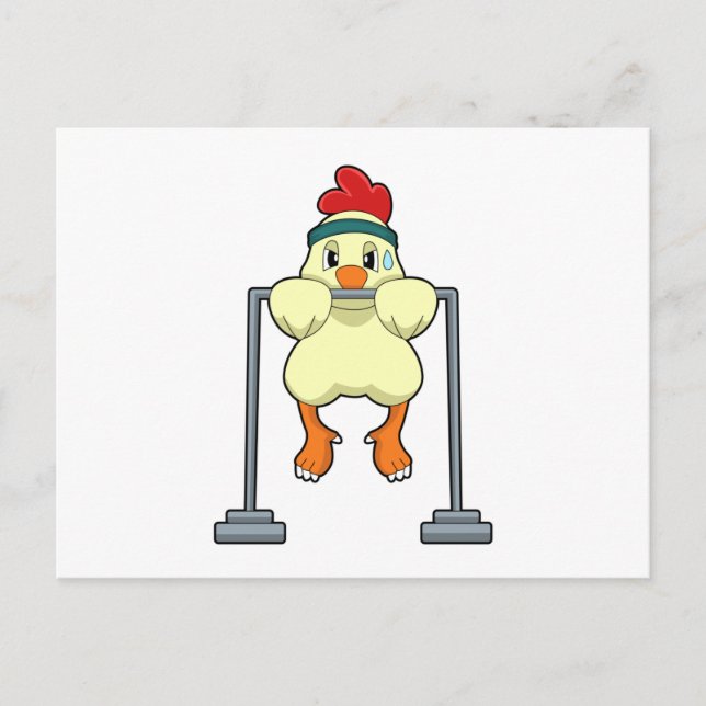 Chicken at Fitness Pull-ups Postcard (Front)